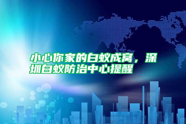 小心你家的白蟻成窩，深圳白蟻防治中心提醒